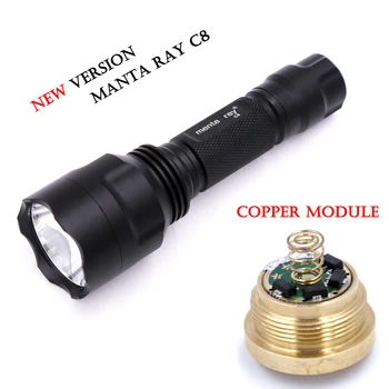 

Manta Ray C8 Powerful Tactical LED Flashlight CREE XP-L HI V3-1A Torch Lamp Hunting Flash light AMC7135 Copper Board