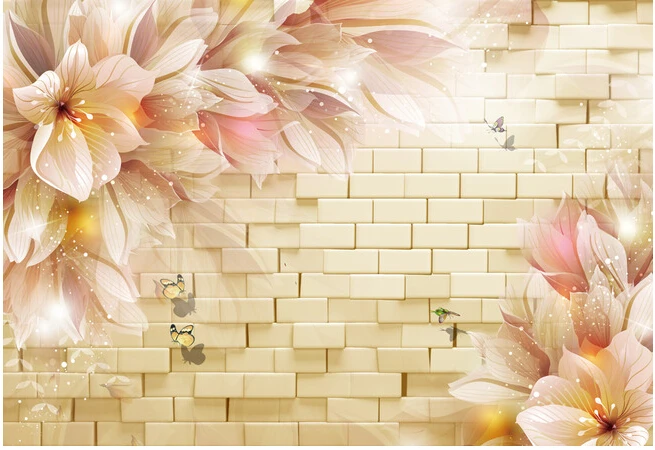Бумага де Parede 3 D, 3D камень и цветок фрески для спальни гостиной ТВ стены виниловые обои для стен
