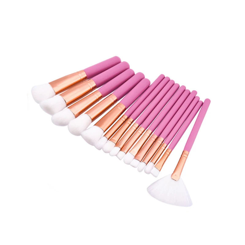 

15 Pcs Nylon Hair Cosmetic Make Up Brush Set Pink Handle Powder Brush Makeup Brushes Tools Beauty Kit