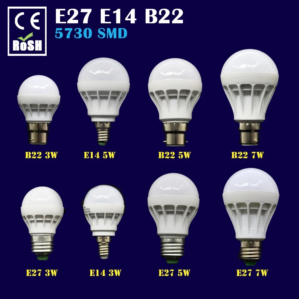 E27 E14 светодиодный лампы 5730SMD 3 Вт 5 7 потолочный светильник 220V Светодиодная лампа