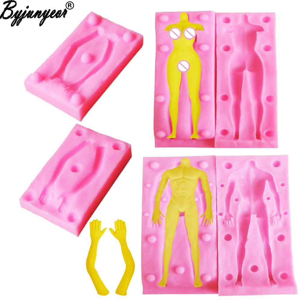 

Byjunyeor Men Women's Whole Body Silicone Mold Cake Dessert Decorators Fondant Chocolate 3D Soap Molds Fondant Silicone Moulds