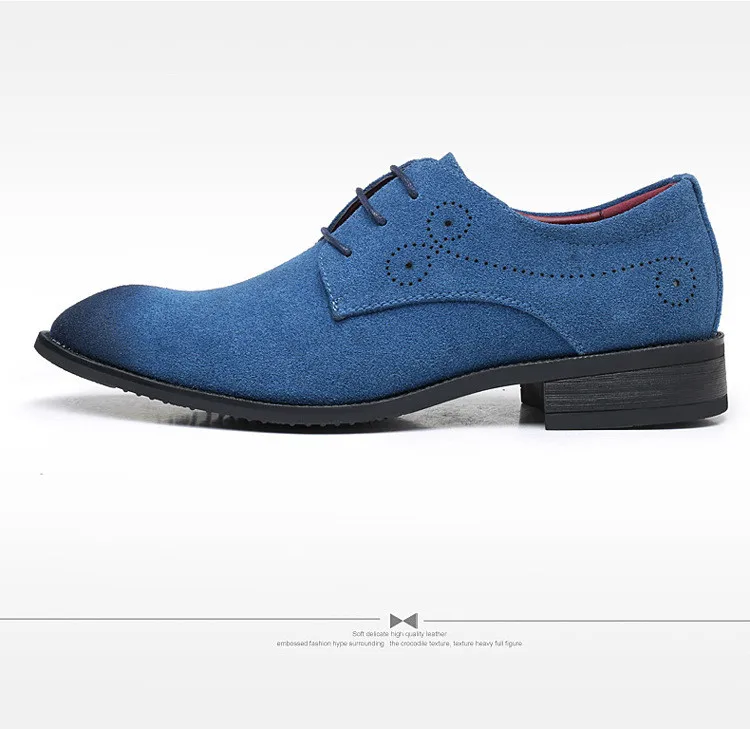 Классические Мужские модельные туфли; брендовые официальные оксфорды из коровьей замши; повседневная обувь; удобные кожаные туфли; Цвет черный, синий; обувь для свадебной вечеринки