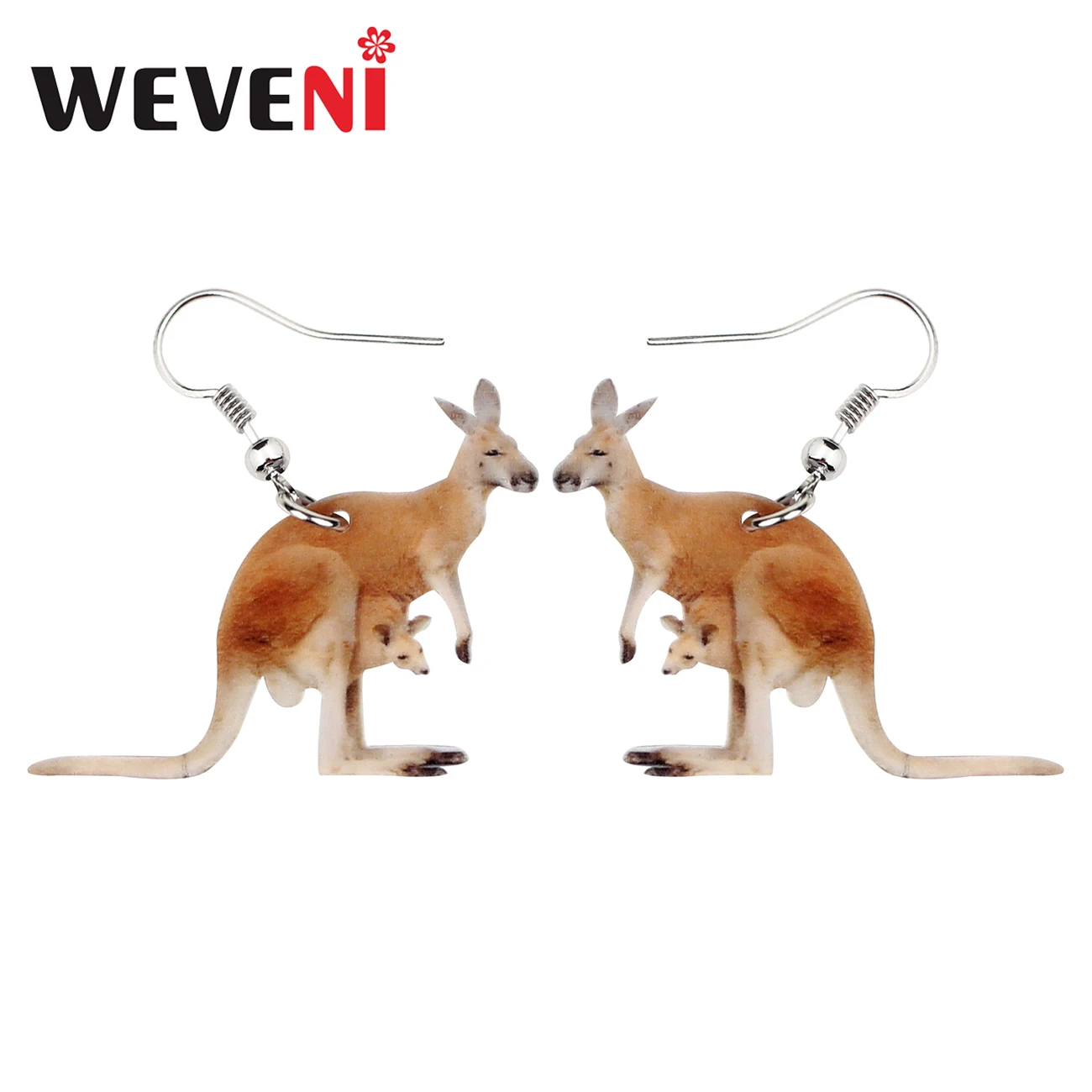 WEVENI Acrylic Australian Kangaroo Earrings Drop Dangle Animal Jewelry For