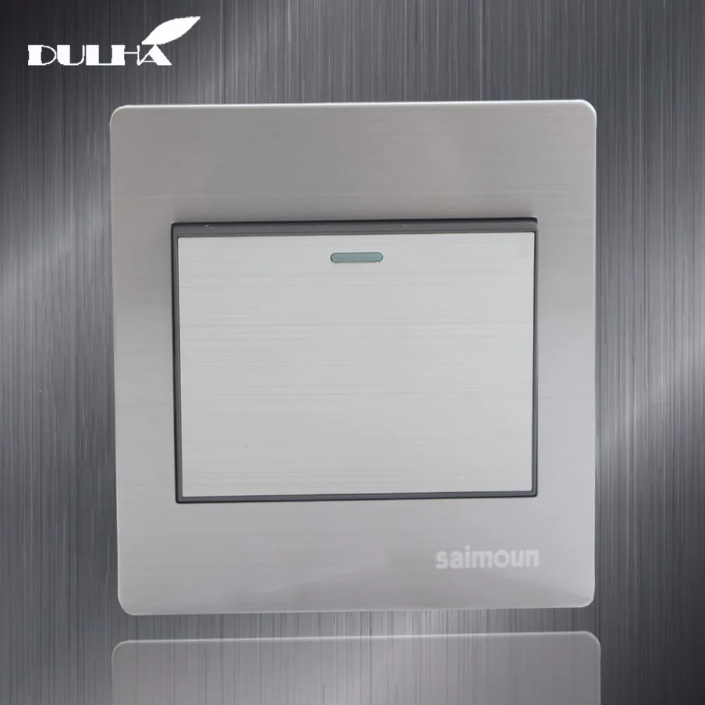 

1 Gang 1 Way Light Wall Switch 10A 110~250V 220V Electrical Push Button Lamp Switches Luxury Satin Metal Stainless steel Panel
