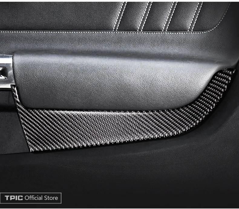 TPIC для Mustang углеродное волокно 2 шт./лот Автомобильная Дверная панель авто автомобильный аксессуар наклейка украшение интерьера Крышка- стиль