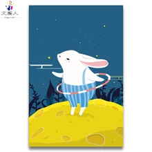 Раскраска по номерам мультфильм аниме животное белый кролик одет в одежду цифры Живопись по номерам в цветах с комплектами посылка