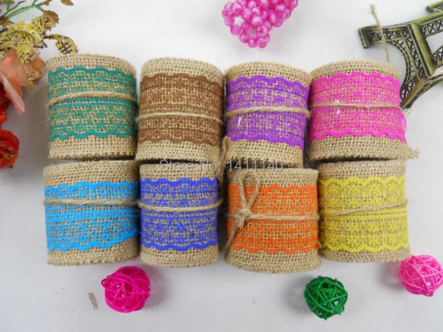 2pcs Lot Free Shipping Different Color For Choose Lace Decor Burlap Ribbon Hessian Jute Rustic 2pcs Lot Free Shipping Different Color For Choose Lace Decor Burlap Ribbon Hessian Jute Rustic