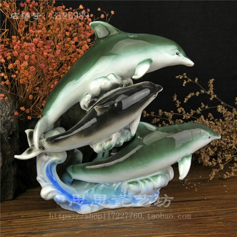 

creative ceramic dolphin home decor craft room decoration handicraft ornament porcelain animal figurine wedding decoration