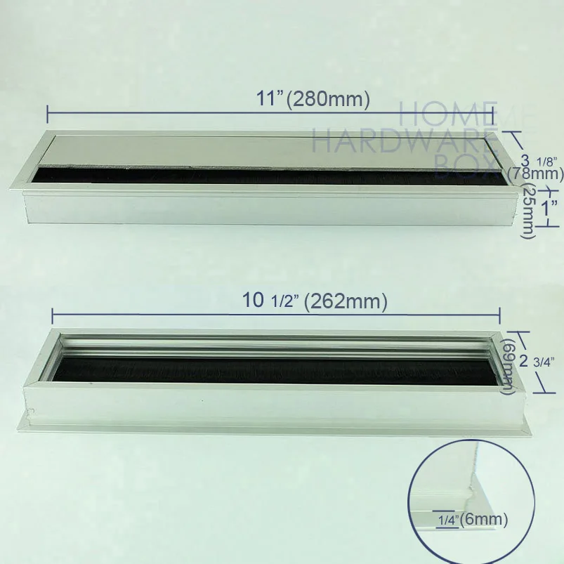 1" x 3" 280 мм x 75 мм алюминиевая настольная крепежная втулка для проводов прямоугольная компьютерная столешница кабельный чехол