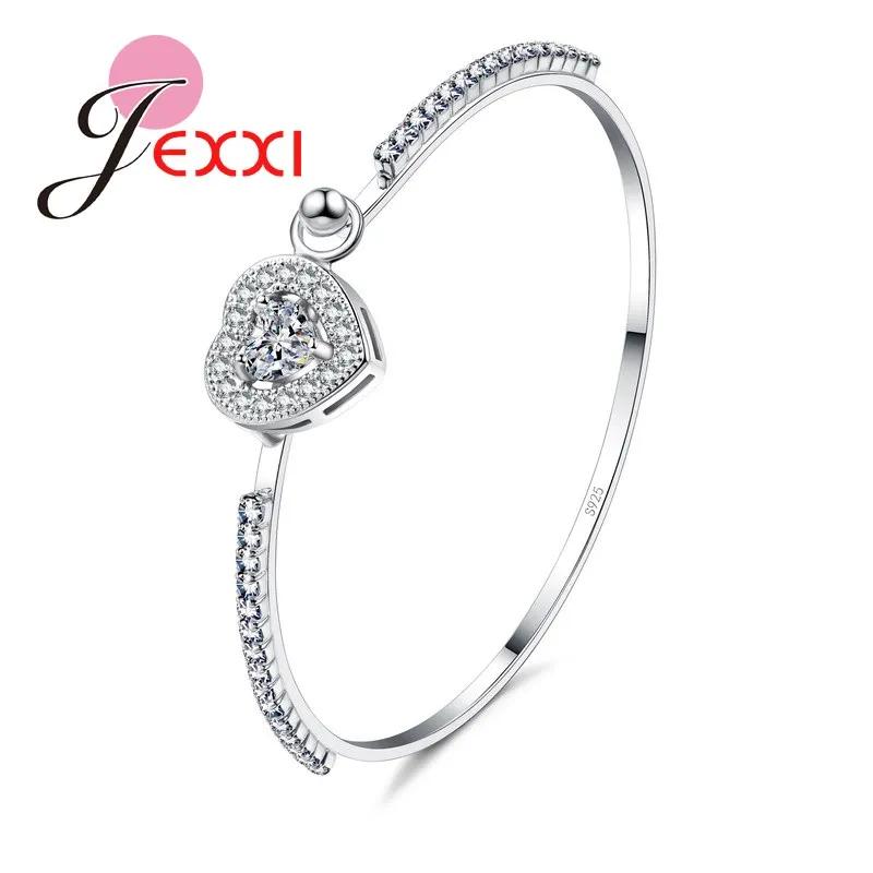

JEXXI Super Luxury Lovely Heart Cubic Zircon 925 Sterling Silver Jewelry Wedding Bracelet & Bangles Women Girls Fashion Jewelry