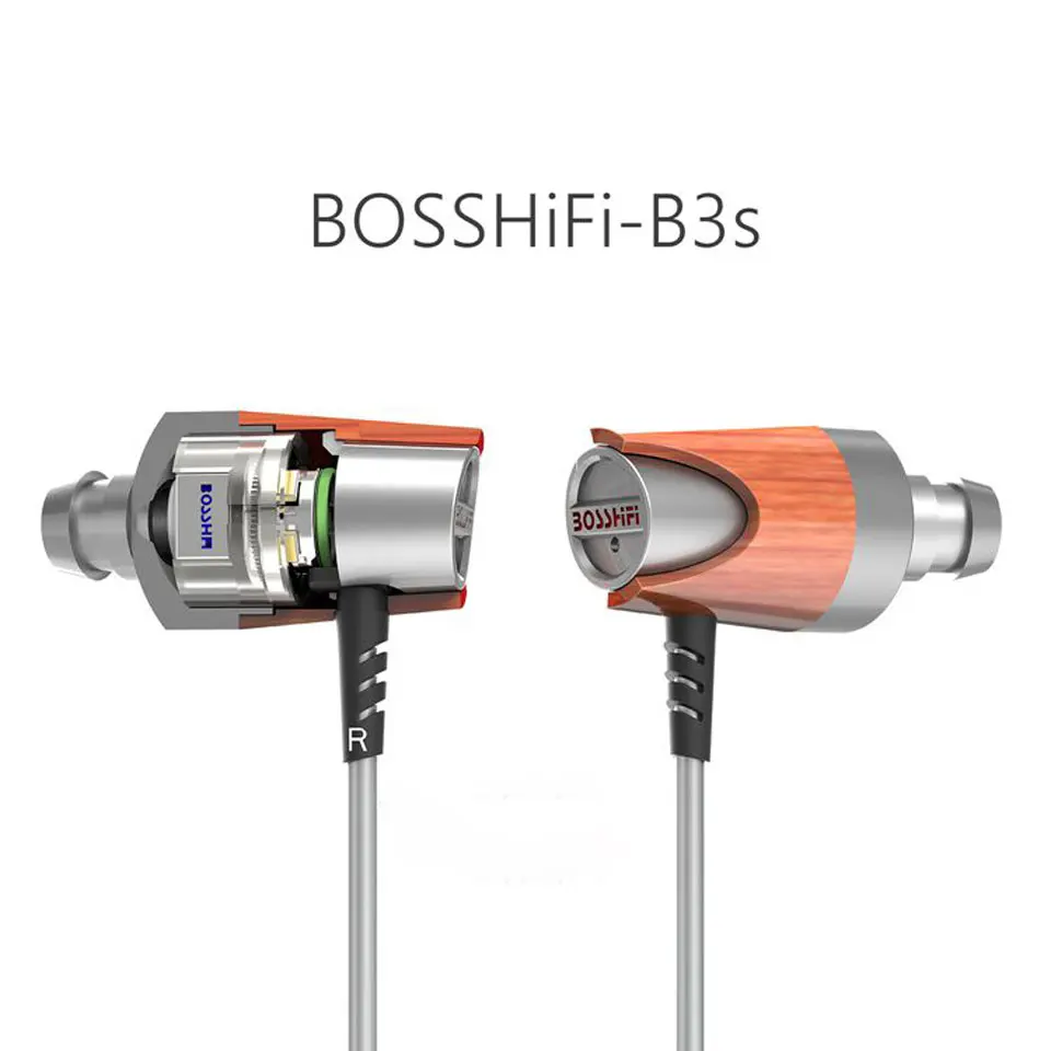 BOSSHIFI B3s Dynamic and Armature 2 unit Wood Earbuds HIFI Red Wooden Moving Iron&Coil In Ear Earphone B3S Wooden Headset