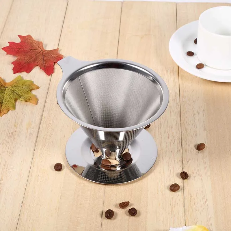 Двойной Слои Нержавеющая сталь Кофе держатель фильтра залить Воронка-дриппер для кофе сетка фильтр для кофе, чая корзина инструменты