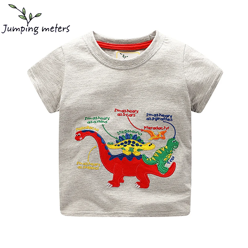 

JUMPING METERS dinosaur cartoon Kawaii cotton soft boys t shirt o neck short sleeve childen tops 2019 summer fashion kids tees