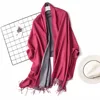 LaMaxPa Dropshipping Fashion Winter Cashmere Scarf Women Double Sides Pashmina Shawls and Wraps Female Warm Bandana Long Foulard ► Photo 3/6