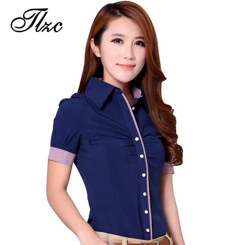 Tlzc Puff Sleeve Button Decorate Lady Formal Chiffon Shirt Size S 2xl 