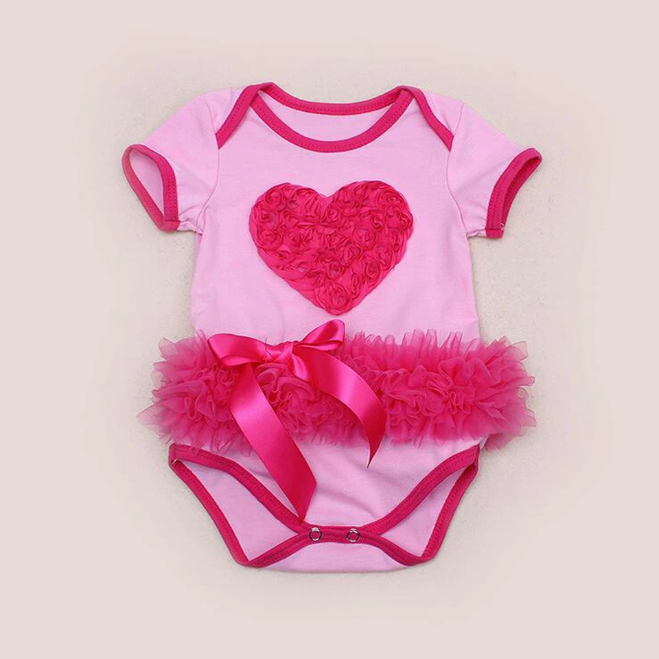 1PC Pink Baby Girls Clothes Princess Party Outfit Love Lace Romper Infant Newborn Girl Clothes 0