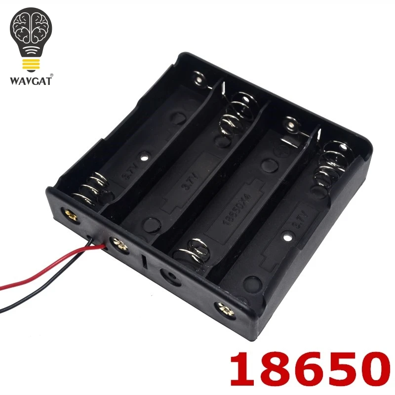 

Power Bank 4 X 18650 Battery Li-ion 3.7V Clip battery holder Box Case Black With Wire Lead battery holders