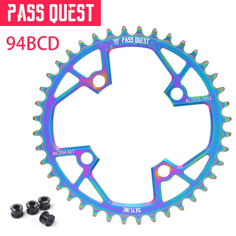 

PASS QUEST 94BCD Titanium-plated MTB Narrow Wide Chainring 32T-40T Mountain Bike Bicycle Chainwheel for Sram NX X1 GX Crankset