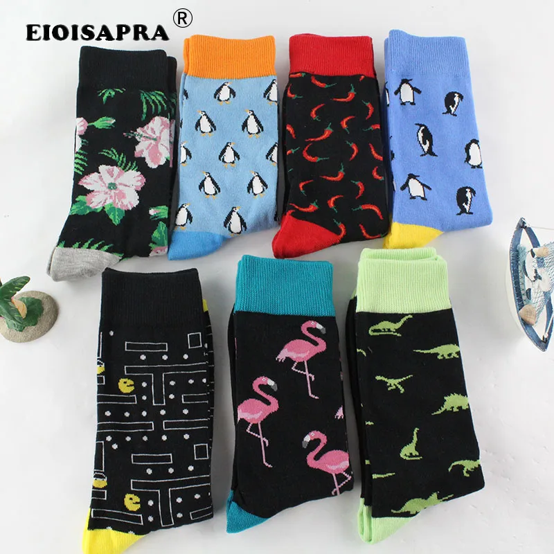 

[EIOISAPRA]Fashion Hip Hop Cartoon Men Socks Cartoon Fruit Personality Skateboard Breathable Happy Socks Calcetines Hombre