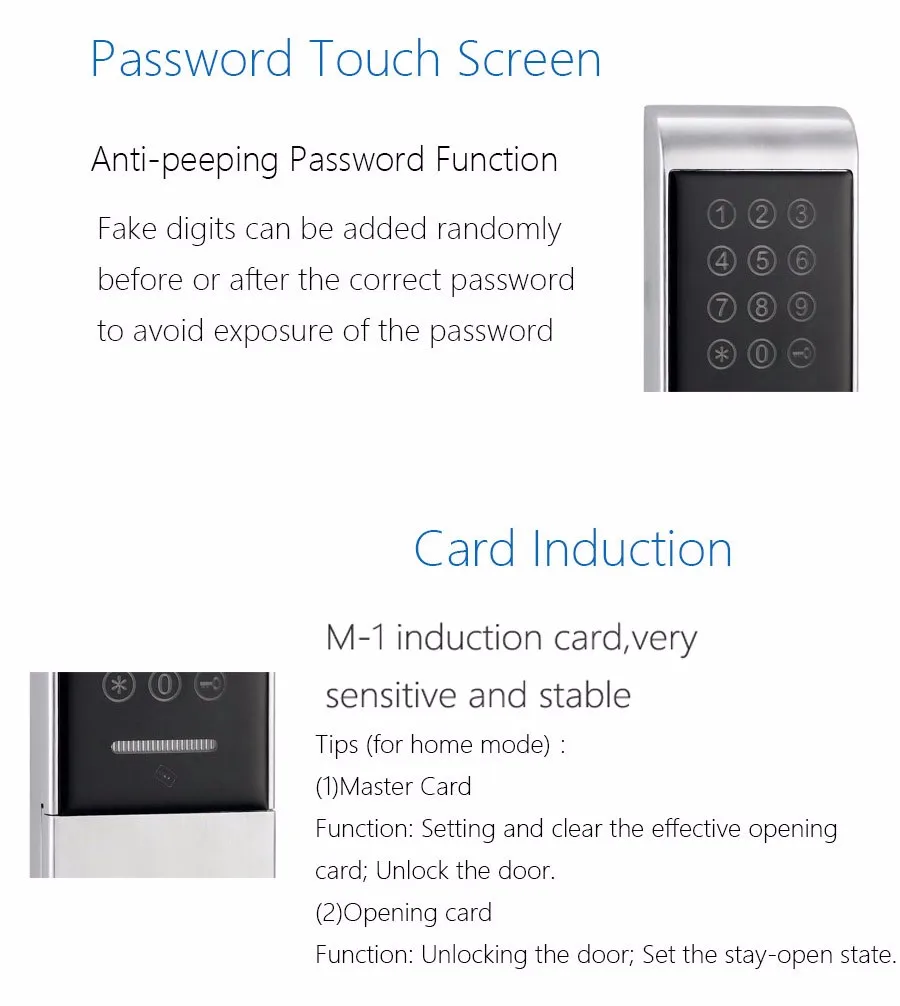 Сенсорный экран электронный умный дверной замок код, 2 ID карты, 2 ключа цифровой пароль замок Keyless lk1078BS
