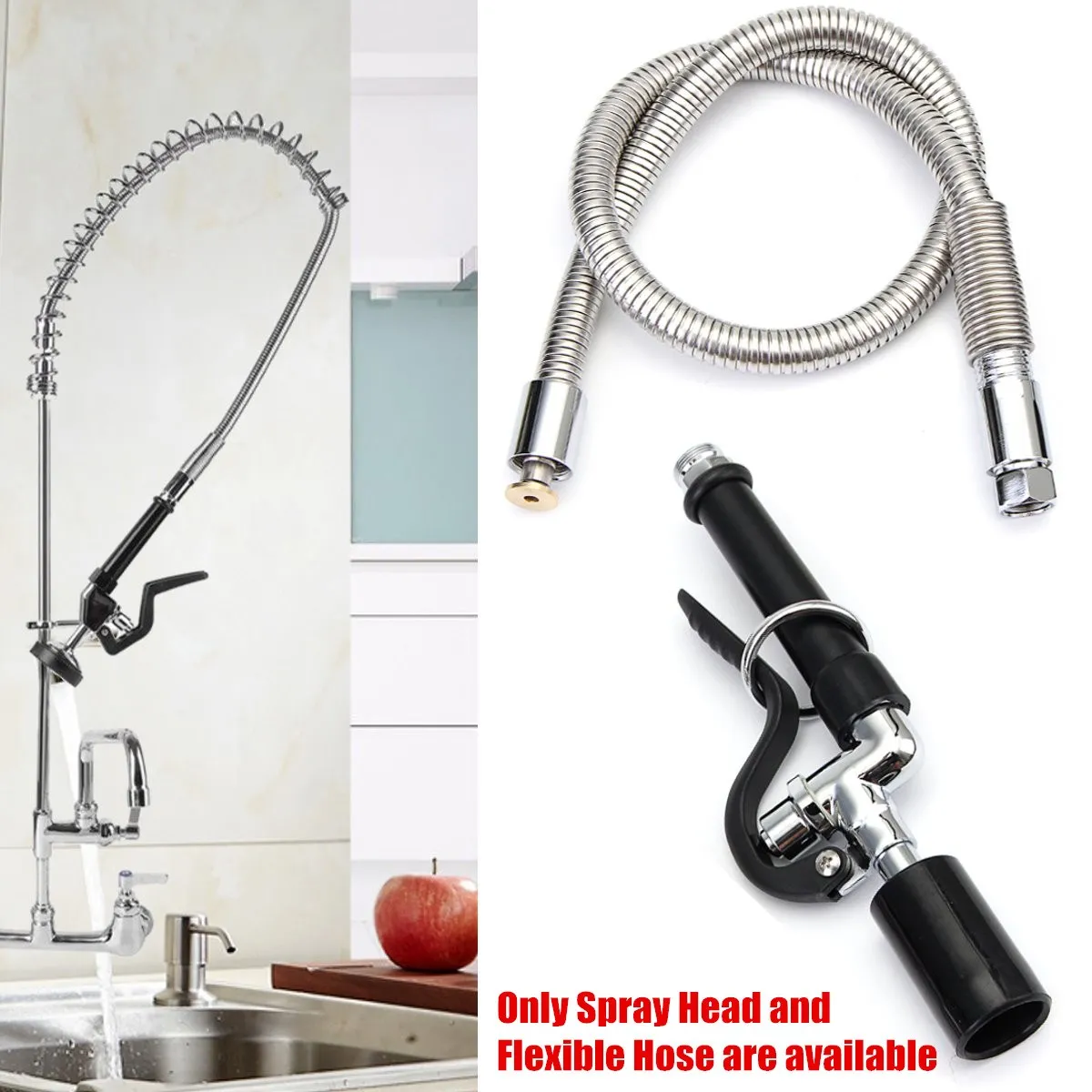 

Commercial Kitchen Pre-Rinse Faucet Tap Spray Head Sprayer with Flexible Hose