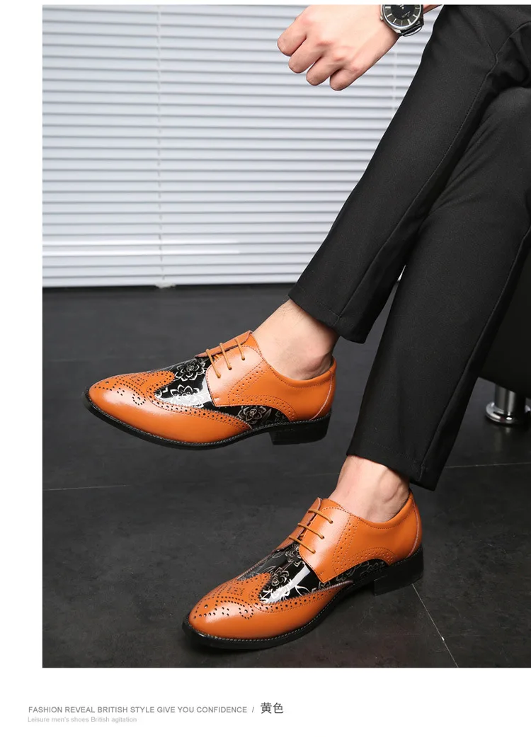 PHLIY XUAN/Новинка г. модная мужская обувь с перфорацией типа «броги», с прострочкой, мужская обувь на шнуровке, кожаная мужская Свадебная обувь, большие размеры 38-48