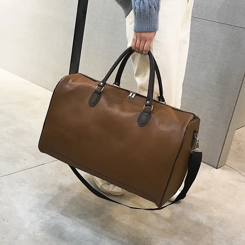 Oversize Travel Duffel Bag PU Leather Men Travel Bags Carry on Luggage Bag Men Duffel Bags Handbag Travel Tote Large Weekend Bag