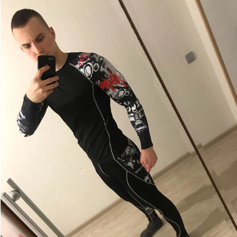 

Men's Sports Underwear Warm Training Suit Fitness Quick-drying Compression Clothes MMA Crossfit Tshirt Training Pants Rashgard