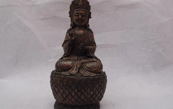 

12 Tibet bronze copper lotus flower kwan-yin Bodhisattva Avalokiteshvara Statue