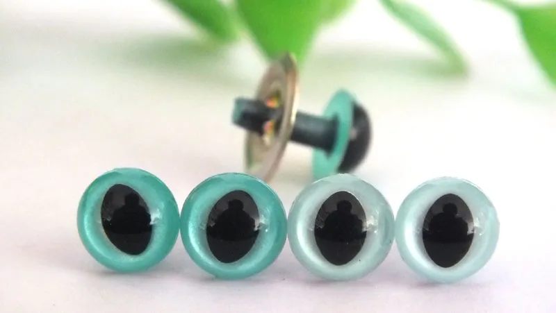 

40pcs/lot 7.5mm blue/pear# 2 and blue/pearl #1 mixed color safety cat eyes