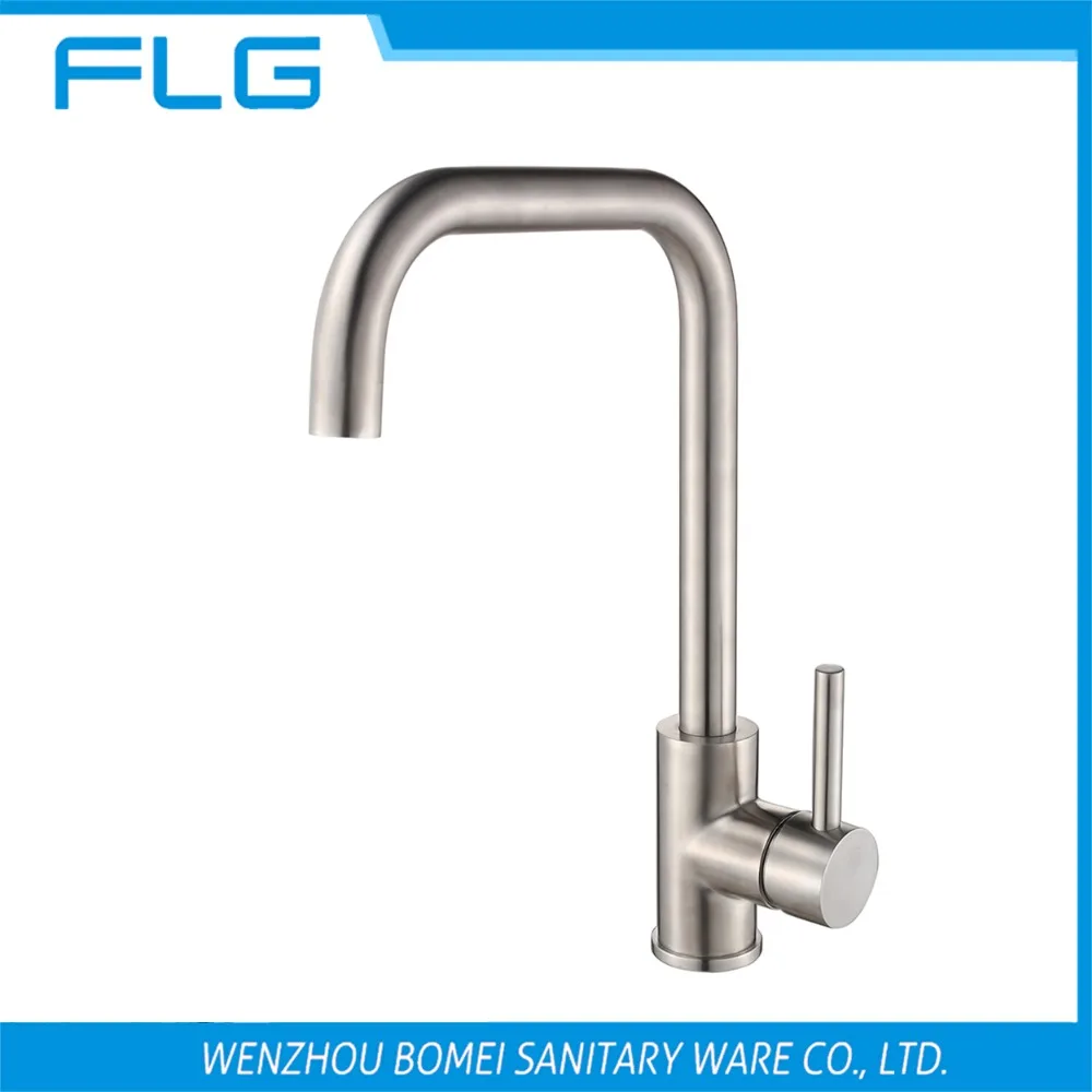 

Free Shipping New Arrival Factory Product FLG MR8013 Single Handle Crane Swivel Spout Stainless Steel Kitchen Sink Faucet
