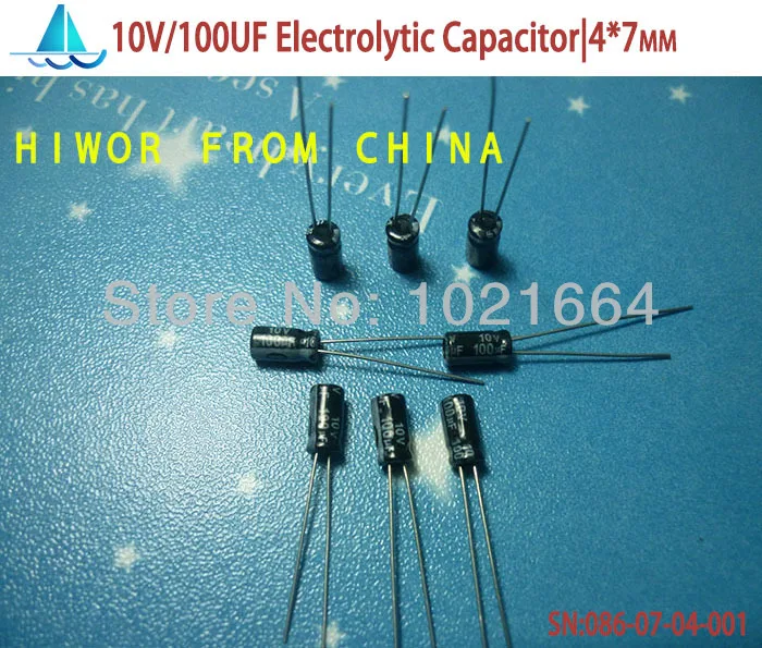 

(100pcs/lot)(Electrolytic Capacitors|10V) 100uf 10V Electrolytic Capacitor, size: 4mm*7mm