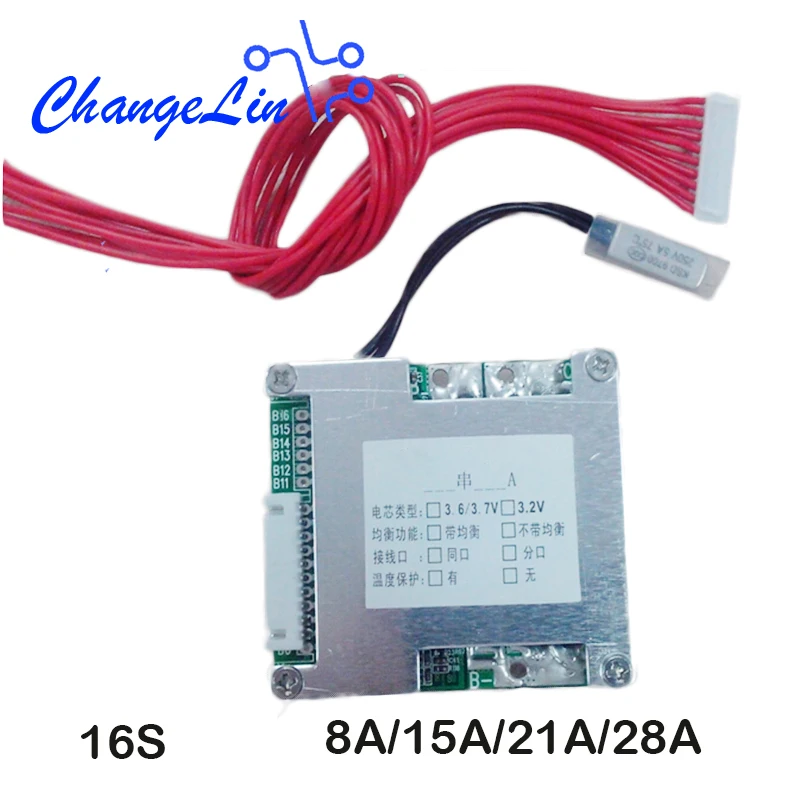 Защитная плата для литиевых батарей 16S 48 В 60 в 8A 28A li ion Lipo Lifepo4 BMS с контролем