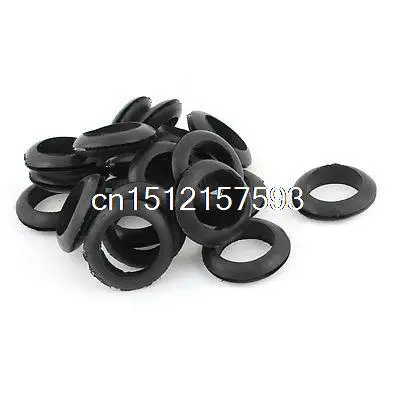 

10 x Black Rubber 30mm Open Hole Ring Dual Side Cable Wiring Grommet
