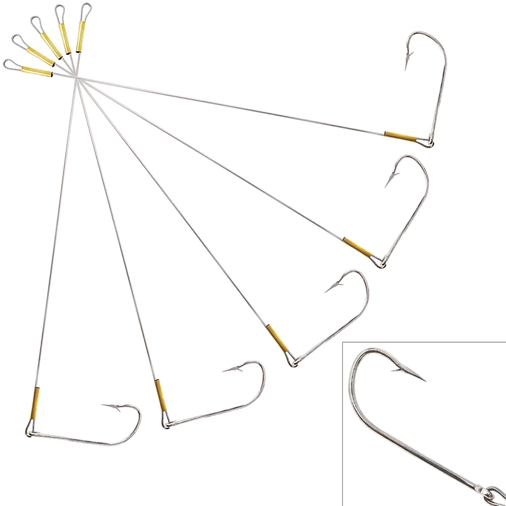 

Durable 5pcs 27cm Carbon Steel Fishing Hooks Detachable Hook Fishing Tools with All Metal for Saltwater Fishing