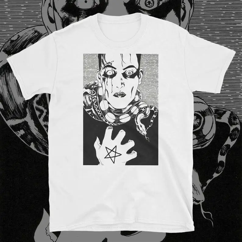 Японское аниме Suehiro Maruo футболка с мангой ужасом Junji Ito Uzumaki из хлопка стандартный