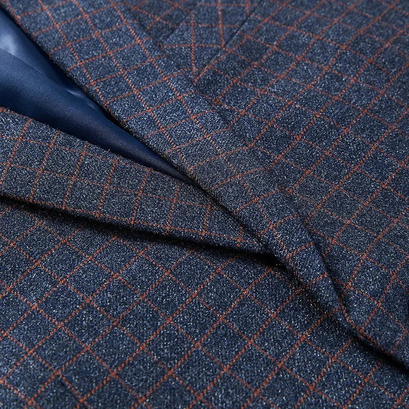 Классический Стиль плед Для мужчин пиджак Slim Fit Роскошные Бизнес Повседневное