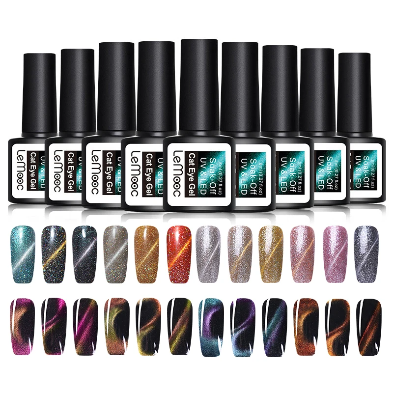 LEMOOC 3D Chameleon Cat Eyes UV Gel Polish Soak Off Magnetic Nail Varnish Nail Art Semi Permanent Led UV Gel Nail Enamel