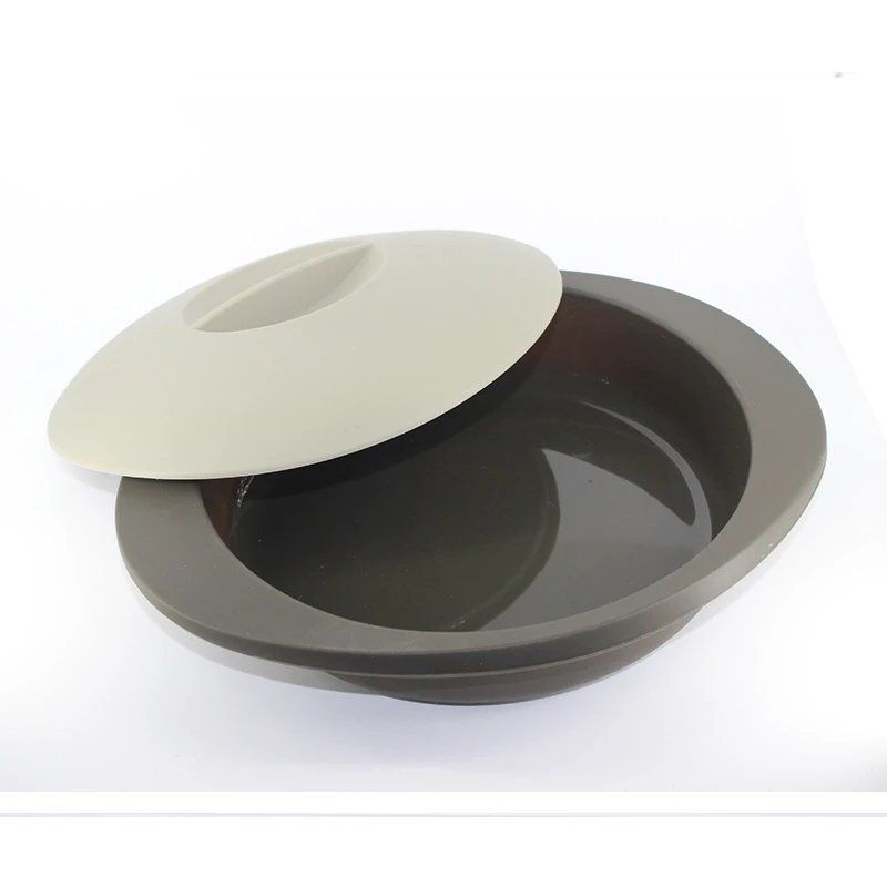 Black & Gray Silicone Steam Plate With Cover Kitchen Cooking Dishes