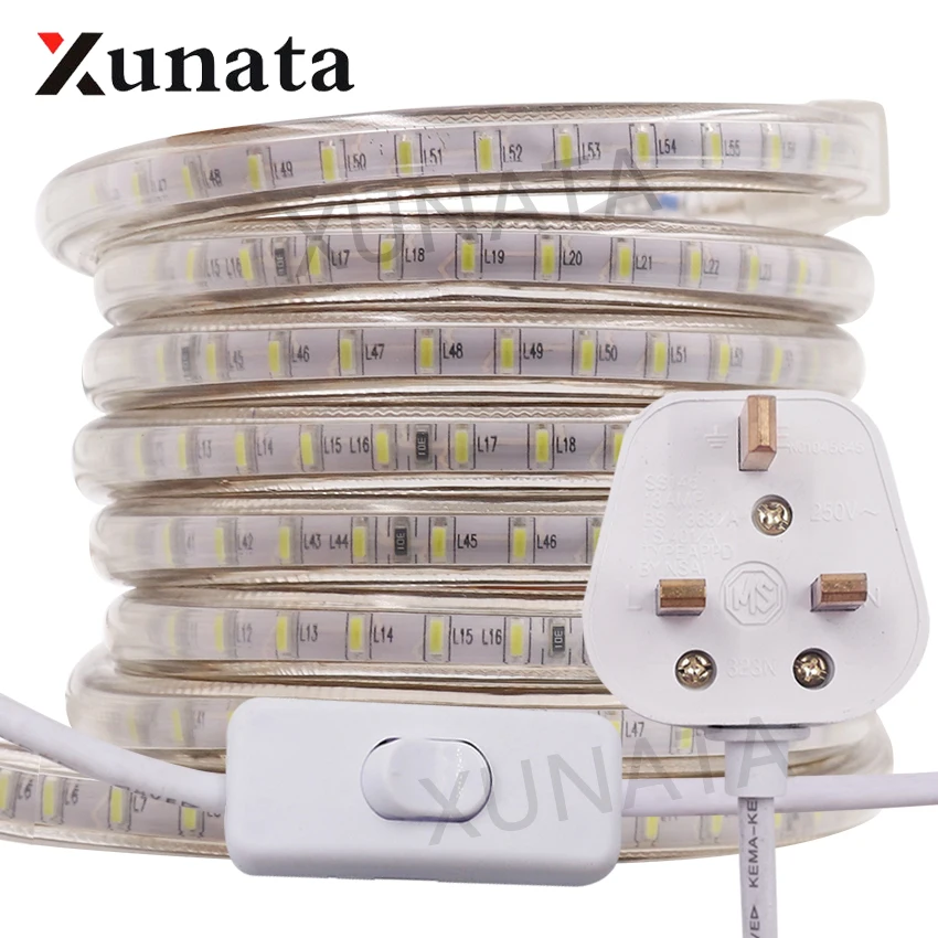 #Best 3014 LED Strip 220V Flexible Tape Waterproof LED Light Strip 120 LEDs m LED Lamp With EU UK Switch Plug For Home Decoration