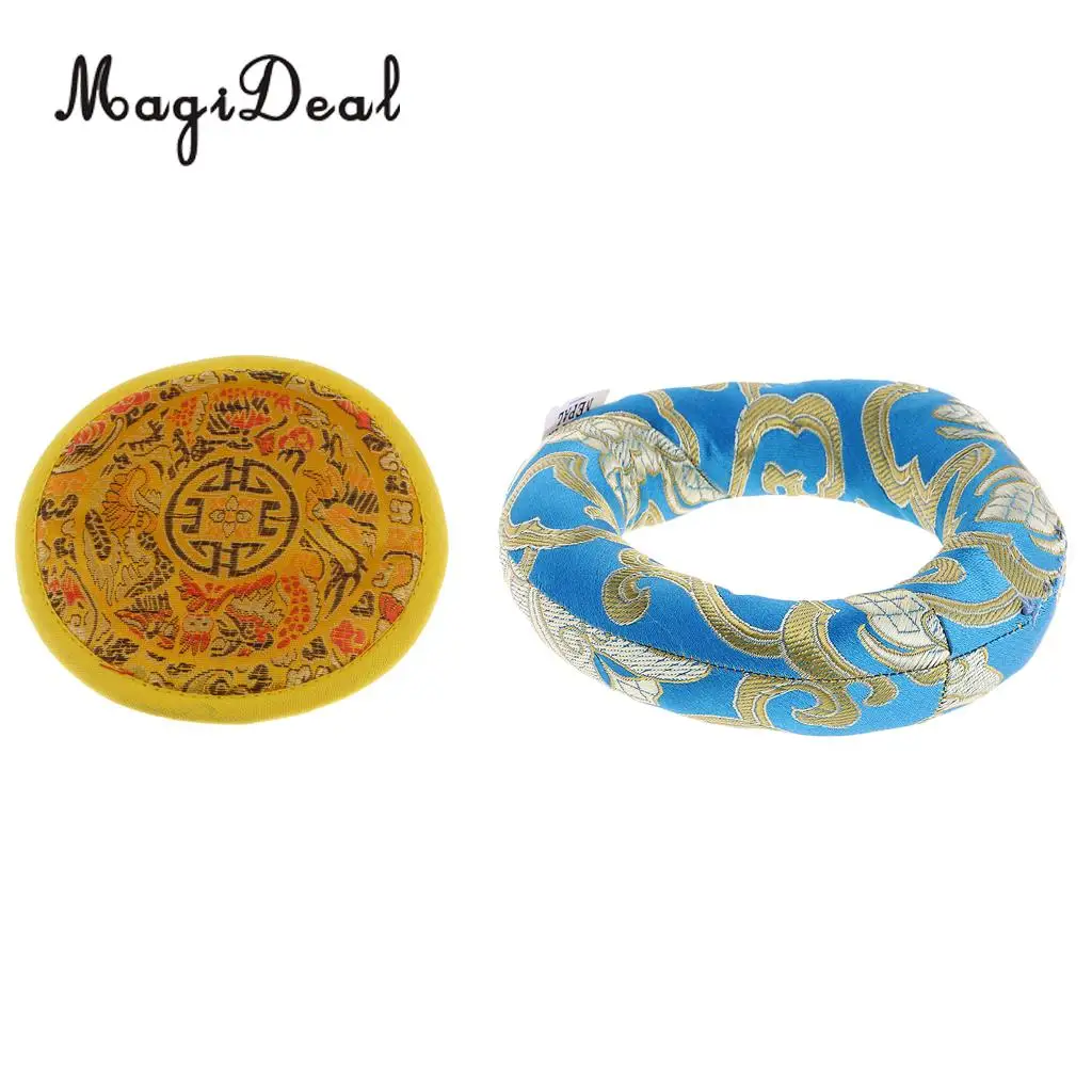 Random Color Round Silk Tibetan Singing Bowl Ring Cushion for Dharma 10&12cm