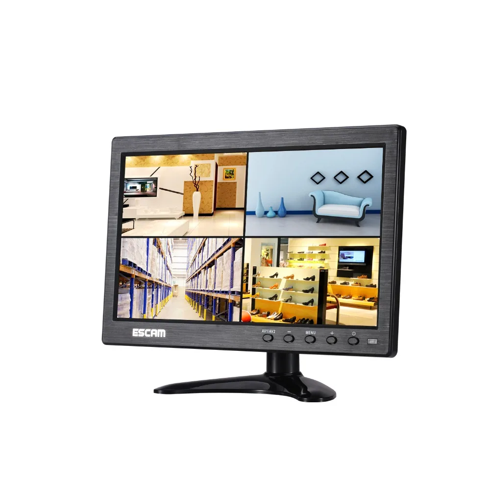 10 дюймовый IPS ЖК монитор ESCAM AV/VGA/HDMI/BNC вход для камеры безопасности|Камеры