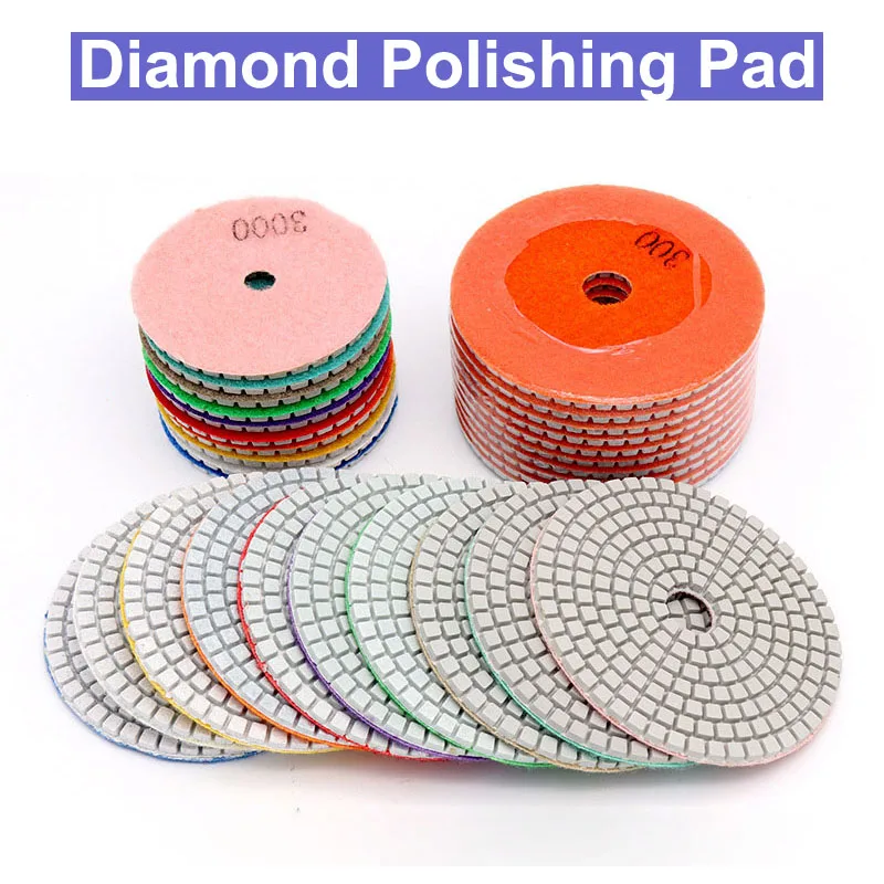 

URANN 5pcs Diamond Polishing Pads Kit 3/4 inch 80/100mm Wet/Dry for Granite Stone Concrete Marble Polishing Use Grinding Discs
