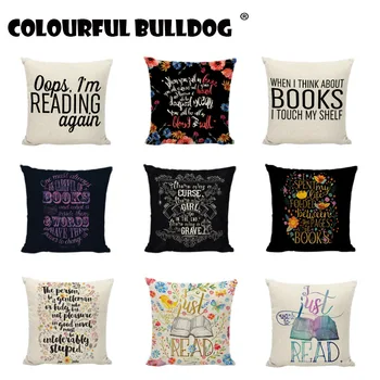 

Square Pillowcase LOVE Only Book Side Pillow Case Cotton Linen Valentine's Gift Wedding Throw Cushion Covers I Want To Bookstore