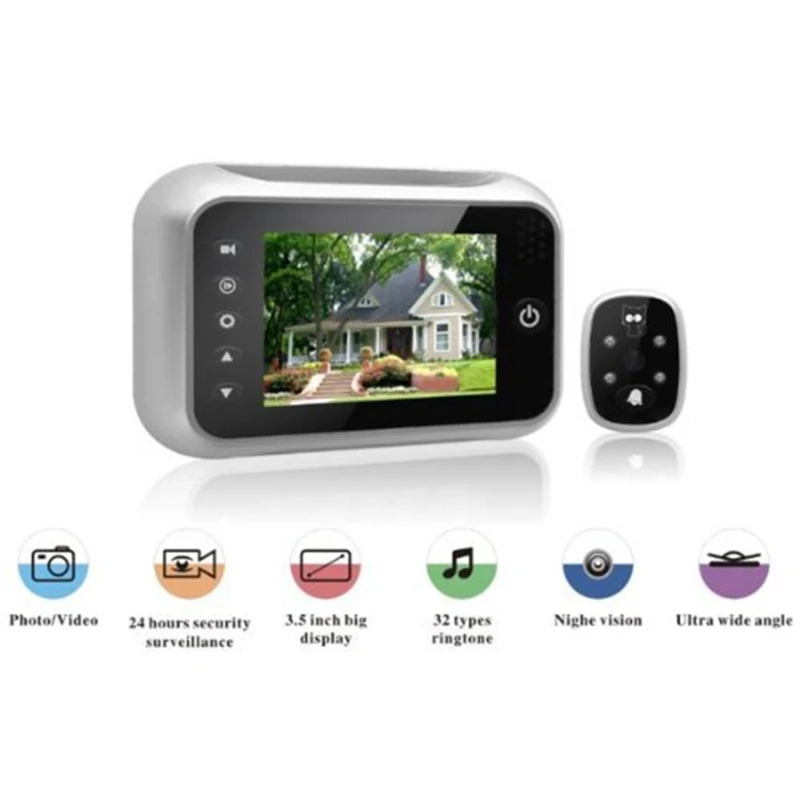 

3.5Inch LCD Digital Peephole Viewer Door Eye IR Camera 120 Degrees Doorbell