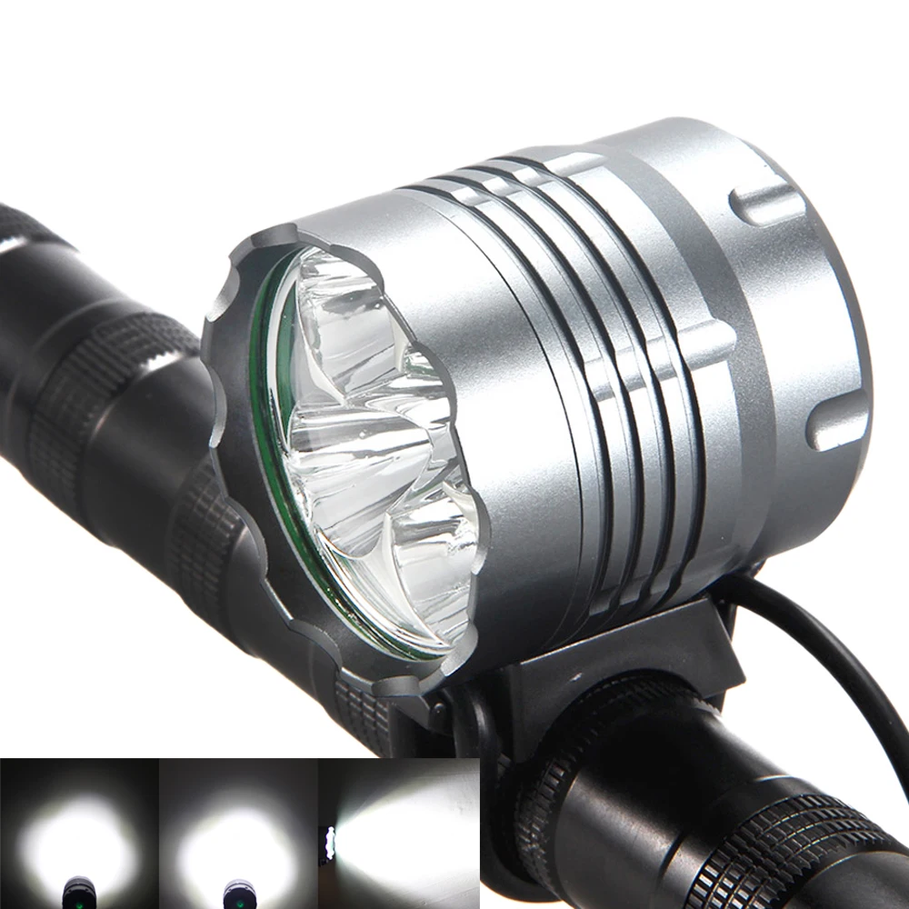 Cheap Waterproof 10000Lm 5x XM-L T6 LED Bike Lamp 3 Modes Bike MTB Road Cycling Torch+Battery Pack + Rear Light 2