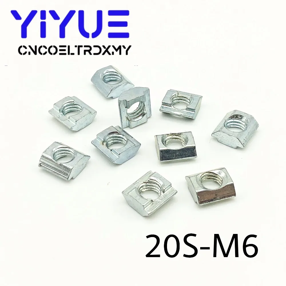 20pcs Zinc Plate Coated M3 M4 M5 M6 T Block Square nuts T-Track Sliding Hammer Nut for Fastener Aluminum Profile 2020 (7)