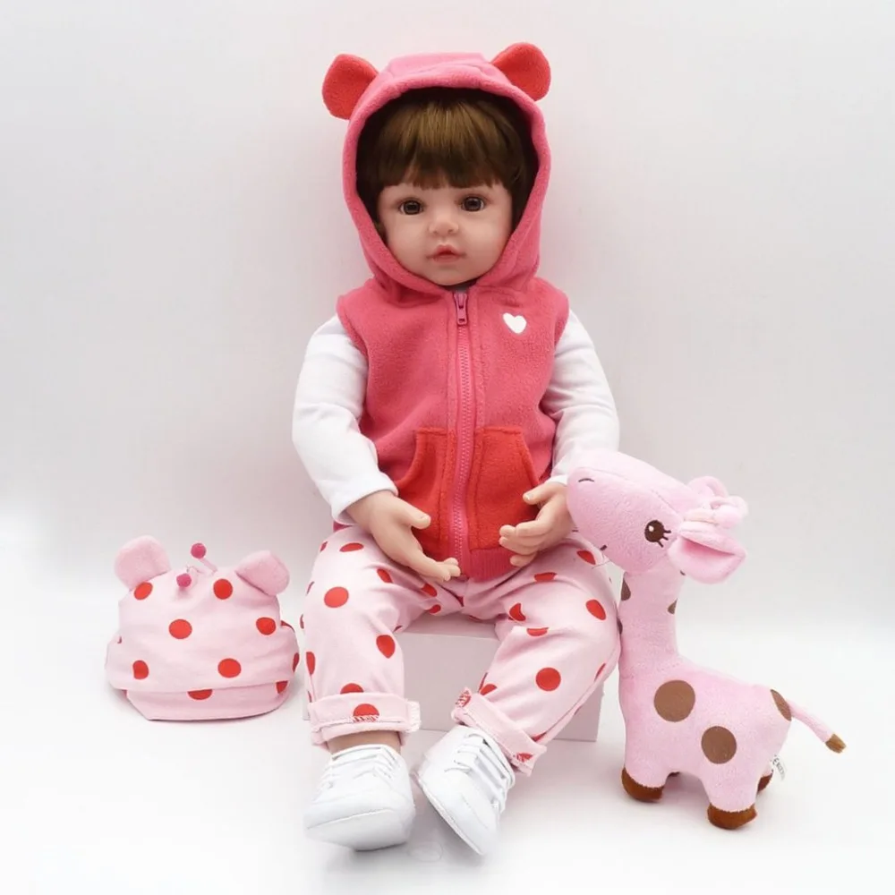 

55cm Silicone Baby Reborn Doll With Giraffe Plush Toy Imitation babydoll Funny Play House Toy For Girl Children Birthday Gifts