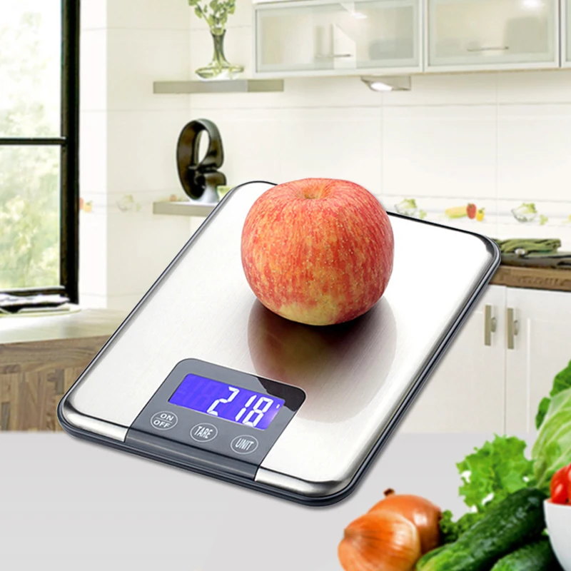 

Mini Electronic Digital Kitchen Scale 10kg 1g Food Jewelry Balance Stainless Steel Touch Bottom LCD Backlight