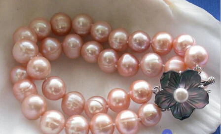 

001600 2ROW 11-12MM PINK ROUND FRESHWATER CULTURED PEARL BRACELET